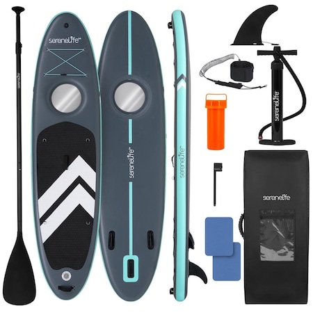 Serenelife 10 ft 6 in Inflatable Stand-Up Paddle Board with Window SLSUPCL01