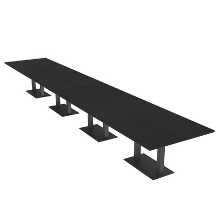 Skutchi Designs Rectangle Conference Table With Power Unit, 48 in W, 240 in L, Black HAR-REC-48X240-DOU.BK-U999ST19-NA