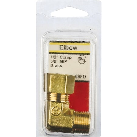 Westlake Pipe & Fittings 1/2 Cx3/8'' MPT 90 Deg. Compression Brass Elbow, 1/4 Bend 17-6947