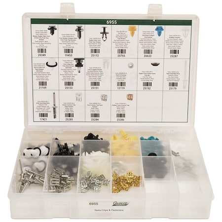 Auveco Tesla Clips, Fastener, Retainer Assortment 16 Items 210 Pieces 6955