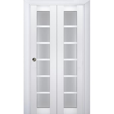 Sartodoors Sliding Closet Bi-fold Doors White Solid Core Modern Interior VEREGIO7602BF-WS-72 x 84 (2* 36x84)