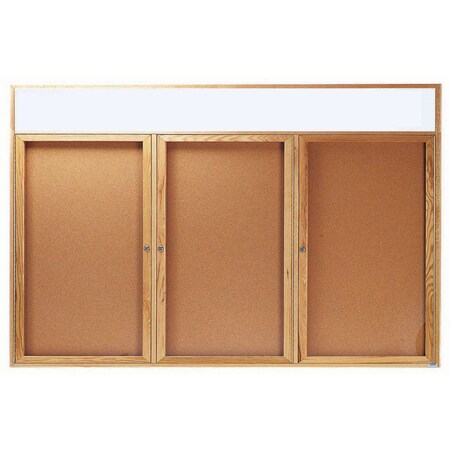 Aarco Enclosed Bulletin Board Red Oak Frame w/ a High Gloss Clear Lacquer Finish, 48''Hx96''W OBC4896-3RH