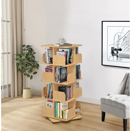 Kd Mueble Revolving Tall Bookcase, Natural KD2650419