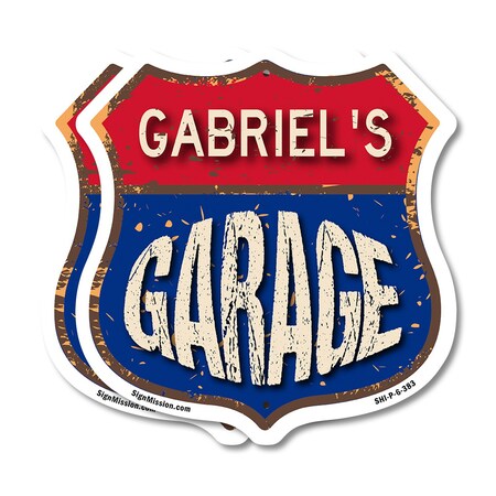 Signmission Gabriel's Garage, 6 inch X 6 inch, Plastic Sign, 2PK SHI-P-2PACK-6-383-GABRIEL