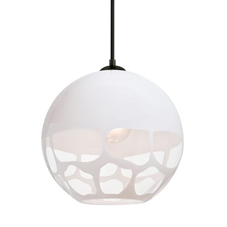 Besa Lighting Besa Rocky Pendant, White, Black Finish, 1x 9W LED 1JT-ROCKYWH-LED-BK