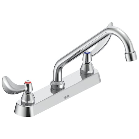 Delta Commercial 26C3 Two Handle 8 In Cast Deck-Mount Faucet In Chrome 26C3244
