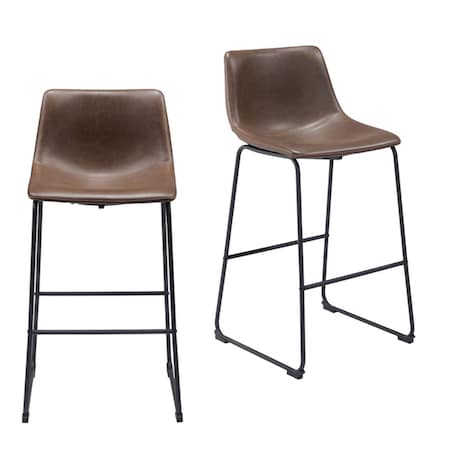Homeroots Set of Two 29" Espresso and Black Faux Leather and Steel Counter Height Bar Chairs, 2PK 555695