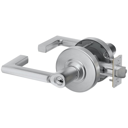 Schlage Grade 1 Entrance Cylindrical Lock, Conventional Cylinder, Longitude Lever with Rose, Satin Chrome PC53P LON 626