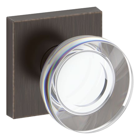 Baldwin Passage Contemporary Crystal Knob with Contemporary Square Rose with 6AL Latch and Dual Strike PSCCYCSR112