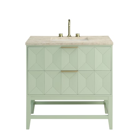 James Martin Vanities Emmeline 36" Single Vanity, Pistachio, w/ 3 CM Tajnar Eclos Top D100-V36-PST-3TJR