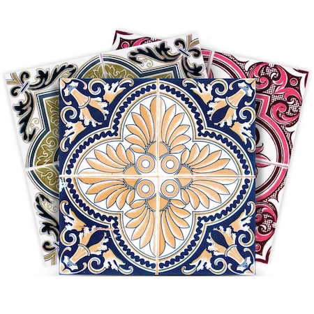 Homeroots 8" X 8" Vintage Multi Removable Peel and Stick Tiles 400206