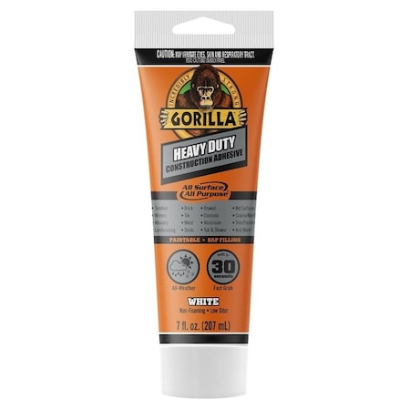 Gorilla Glue Heavy-Duty Construction Adhesive, White, 7 oz Tube 108724