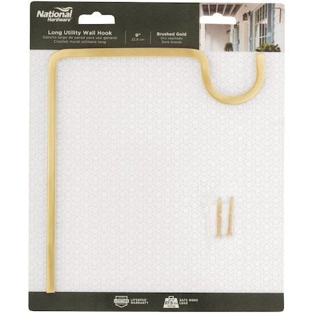 National Hardware 9'' Brushed Gold Steel Extended Wall Hook Plant Hanger N275-508