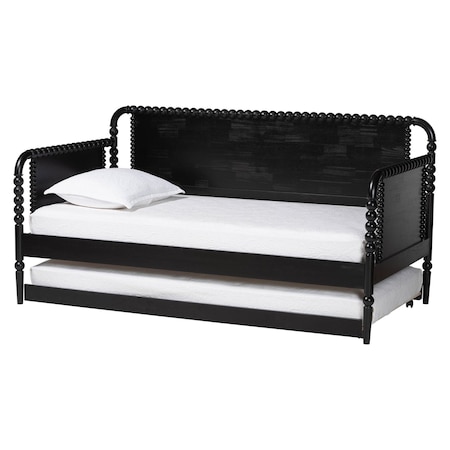 Baxton Studio Lucera Bobbin Daybed with Trundle, Twin, Black 263-14372-14374-ZORO
