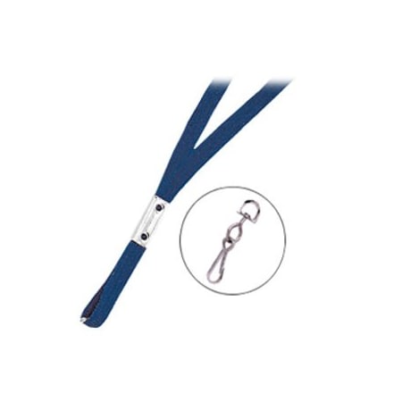 Brady LANYARD STANDARD, NAVY, 3/8in BLUE, FLAT WOVEN LANYARD W/NICKEL PLATED STEEL SWIVEL HOOK 2135-3503