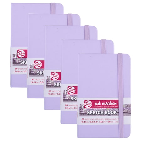 Talens Art Creation Sketchbook, 80 Sheets, 90lbs, Pastel Violet Cover, 3.5'' x 5.5'', 5PK 9314131M