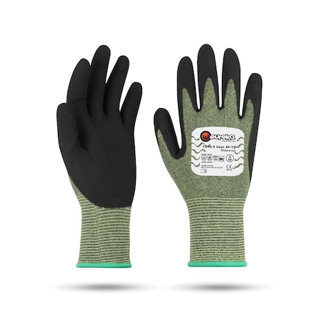 Eureka Safety Arc Flash Gloves, Para Aramide, Polyester, Modacrylic, Anti-Static, Green/Black, Size 10 1510-4HAF-12-WP-10