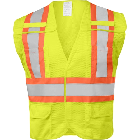 Ironwear Two-Tone Hi-Vis Safety Vest S Class 2 , Hook & Loop 6 Pockets 1287-BRK