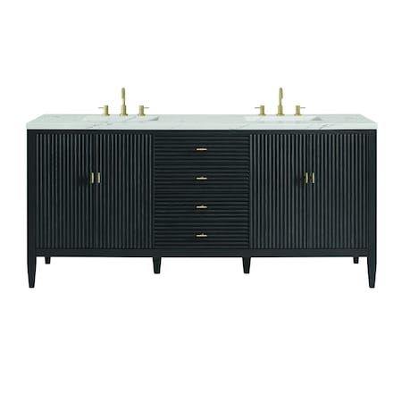 James Martin Vanities Myrrin 72'' D Vanity, Carbon Oak w/ Ethereal Noctis Silestone Top w/FreePower Wireless Charger 485-V72-CBO-FENC