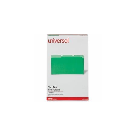 Universal Top Tab File Folder 9-5/8" x 14-3/4", Green, 100PK UNV10522