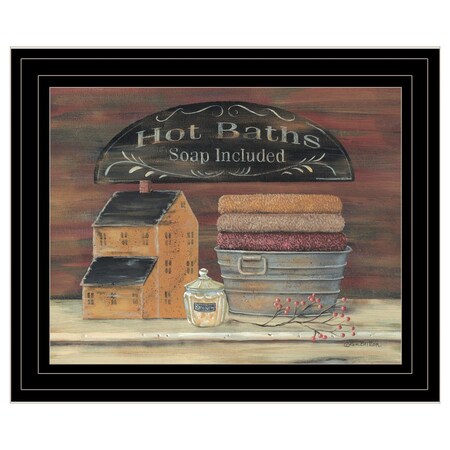 Homeroots HOT BATH 6 Black Framed Print Bathroom Wall Art 404706