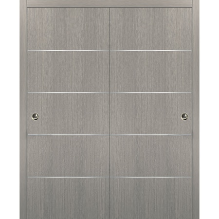 Sartodoors Sliding Closet Bypass Doors with hardware, Planum 0020 Grey Oak, Sturdy Rails Moldings Trims Hardwa PLANUM0020DBD-SD-72