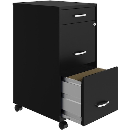 Nusparc 3-Drawer Mobile Vertical File Cabinet, 14.2" x 18" x 29.5", Black NPRVF318BMBK