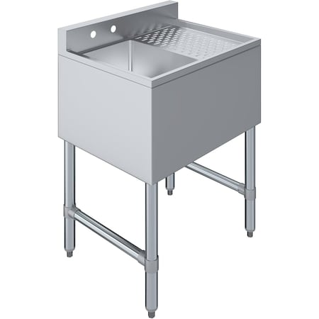Amgood Underbar Sink With Right Drainboard, 1 bowl, Freestanding, 304 Stainless Steel, 19 in. W x 10 in. H AMG SINK BAR S1C-101410-R-NF-Z