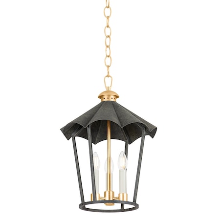 Troy Lighting Wildomar 3 Light Lantern 13.5 In. Vintage Gold Leaf/French Iron F3714-VGL/FRN