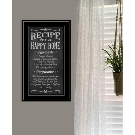 Homeroots Recipe for a Happy Home 3 Black Framed Print Wall Art 408149