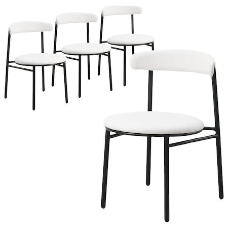 Leisuremod Lume Modern Dining Side Chair in Polyester with Black Steel Frame in White, 4PK LC20W4