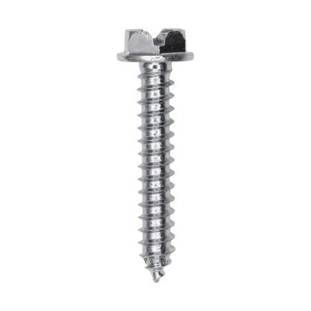 8 x 1in Slotted Hex Washer Head Tapping Screw Zinc, 100PK
