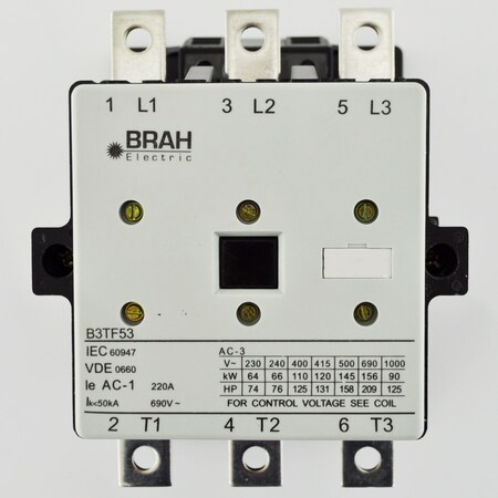 Brah Electric , Replacement 205A 600V 3P with 24VAC Coil for World Series Contactor 3TF5322-0AC2 B3TF5322-0AC2