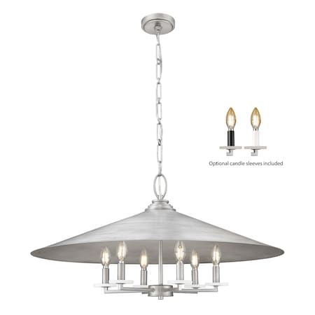 Z-Lite Rialto 6 Light Pendant, Signature Pewter/Signature Pewter, 32 In W x 16.5 In H 1953-32SPT