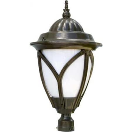 Intense Powder Coated Cast Aluminum Post Top Light Fixture, Bronze - 26.25 x 14.38 x 14.38 in. IN2946876