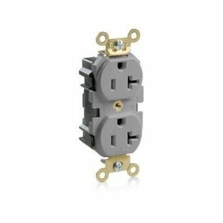 Leviton Straight Blade Receptacle, 5-20R, 20 A, 125V AC, Flush Mount, Self-Grounded M5362-GY