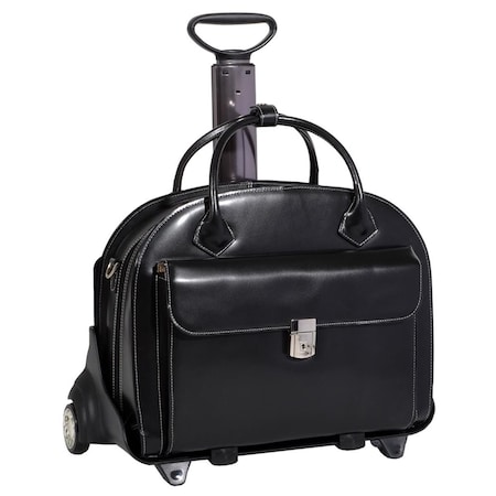A1 Luggage Glen Ellyn W Series Leather Detachable-Wheeled Ladies Case with Removable Sleeve - Black A13033601