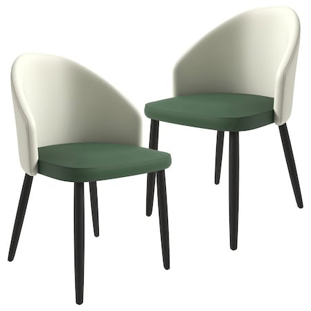 Leisuremod Paradiso Collection Modern Dining Seat in Taupe, with Green Fabric Seat, 2PK PC50TPG2