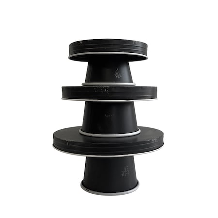 Homeroots Set of Three Black And White Metal Round Cake Stand Risers 636141