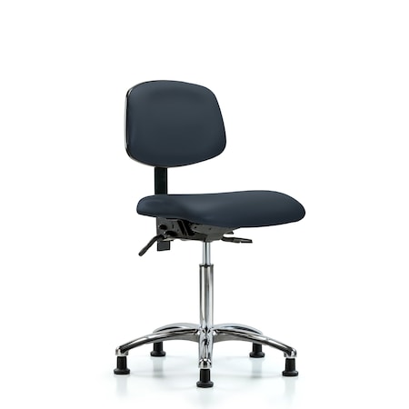 Blue Ridge Ergonomics Chair, Vin, Med Bench, Chr Tilt Glides, Nav, No Arms, 22" to 29" Height, Imperial Blue BR-VMBCH-CR-T1-A0-NF-RG-8582