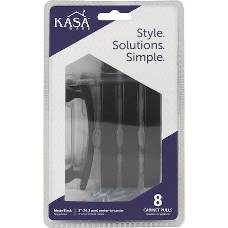Hardware Resources KasaWare 4'' Overall Length Matte Black Flared Foot Square Pull, 8PK K3133MB-8