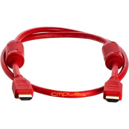 Cmple 28AWG HDMI Cable with Ferrite Cores - Red- 3FT 975-N