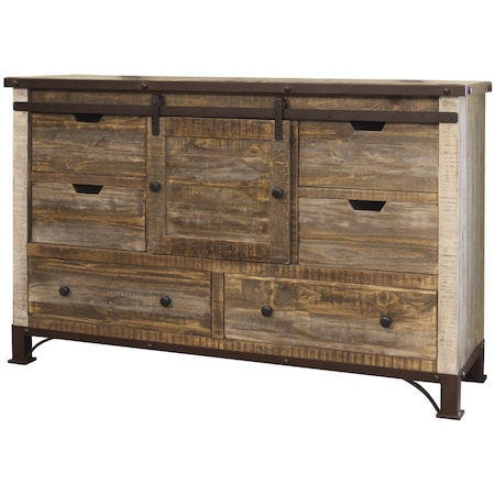 Homeroots 62" Brown Solid Wood Six Drawer Triple Dresser 524541