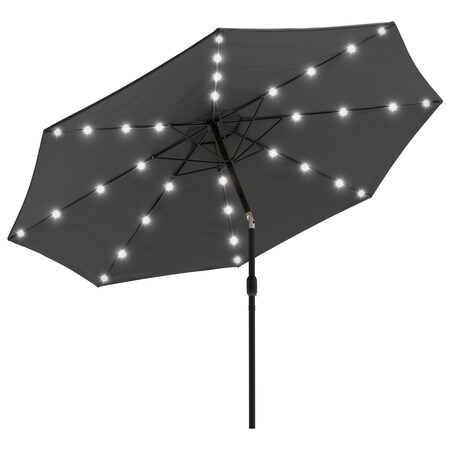 Pure Garden Patio Umbrella w/ Lights 10 ft Outdoor Sun Shade Canopy w/ 32 Solar LEDs UV 30+ Protection 50-LG1424