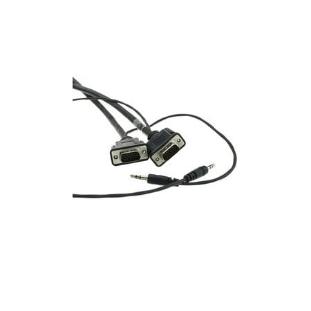 Cable Wholesale Plenum SVGA Cable w/ Audio, Black, HD15 Male + 3.5mm Male, Coaxial Construction, Shielded, 50 foot 11H1-29150