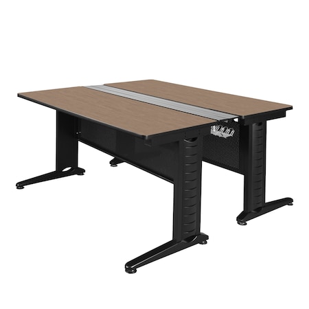 Regency Fusion 2 Person Bench Workstation, 66 in W X Wood, Metal, Noble Oak MFB6658NO