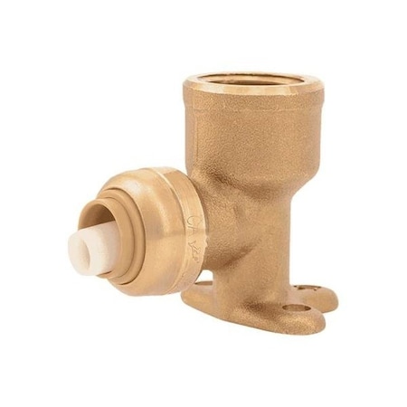 Sharkbite Max Drop Ear Elbow, 3/4 in PTC x 3/4 in FNPT, 90 deg Angle, Brass, 250 psi Pressure UR340A