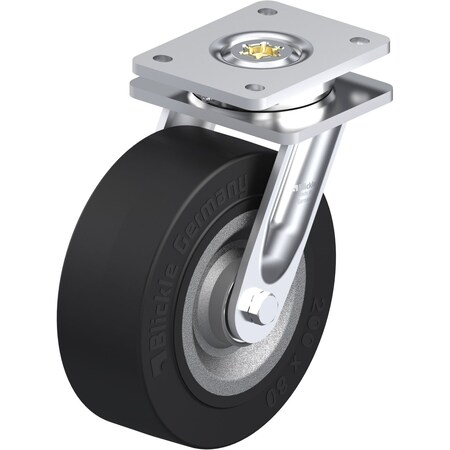 Blickle Swvl Plate Caster, Rubbr, 7-7/8", 1870 lb. LO-SE 202K
