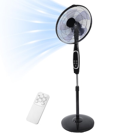Edendirect 20 in. 3 Fan Speeds Stand Fan in Black with Adjustable Height, Remote Control and Timer IR-STAND16RC02
