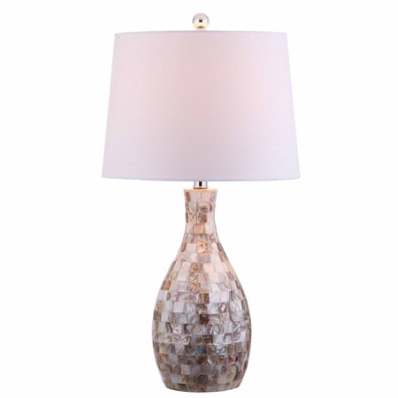 Jonathan Y Verna 26.5" Seashell LED Table Lamp, Ivory/Beige JYL1054A
